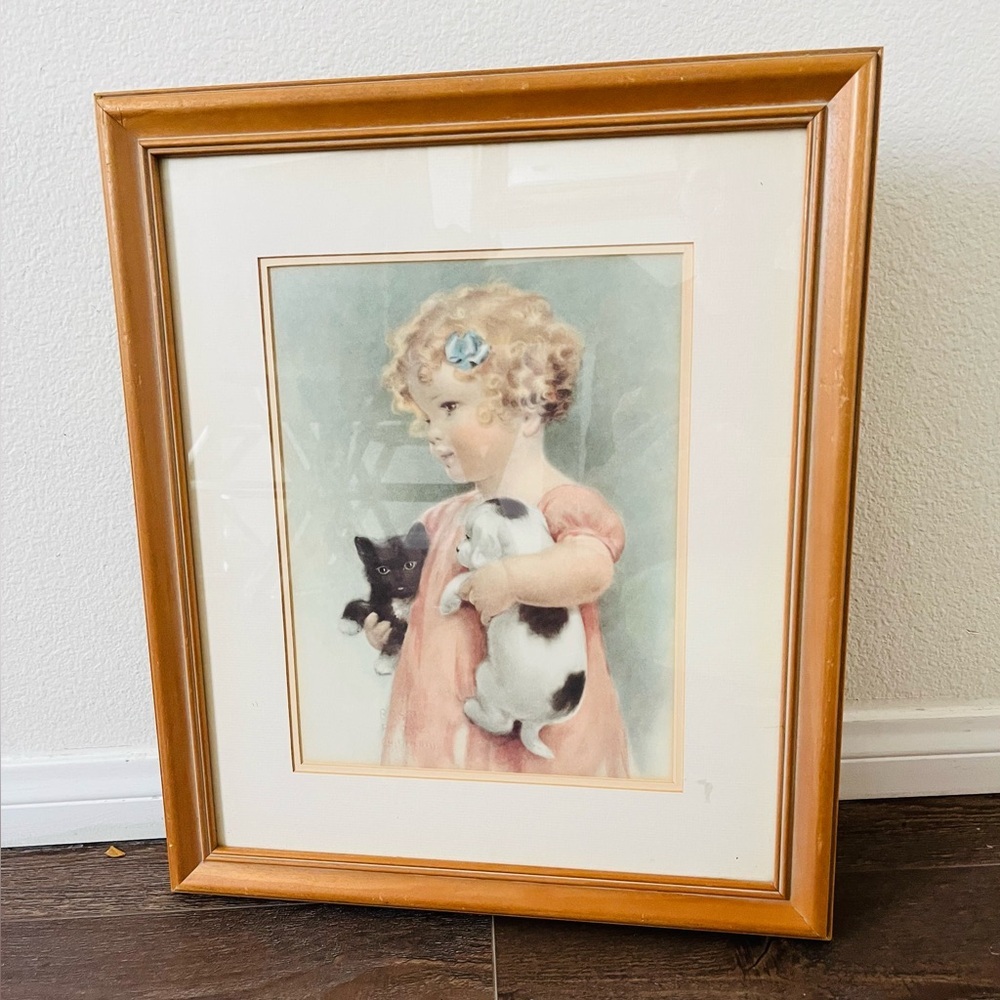 Framed Print “Frendly Enemies “ By Bessie Pease Gutmann 17/20 Inches